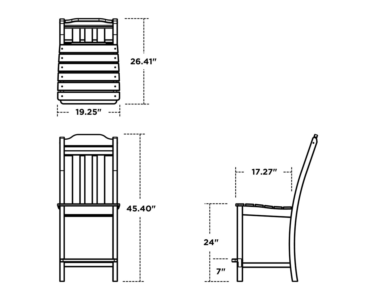 POLYWOOD Cottage Counter Side Chair dimensions