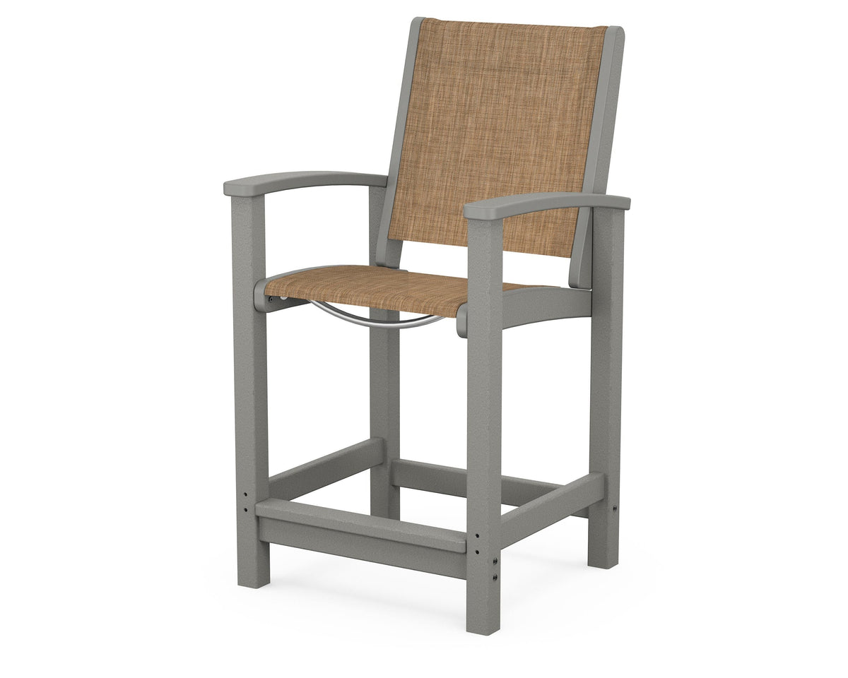POLYWOOD Coastal Counter Chair in Slate Grey / Burlap