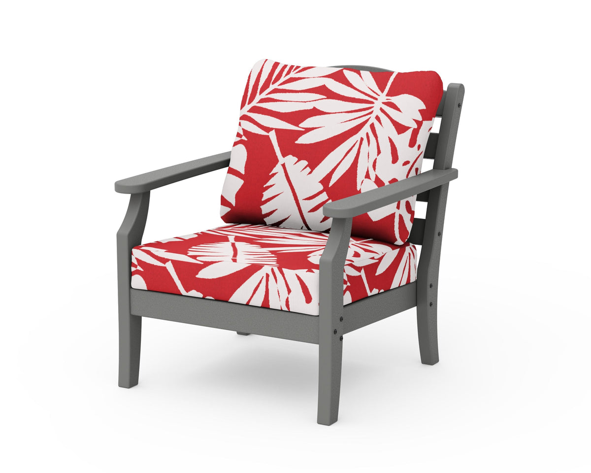 POLYWOOD Savannah Deep Seating Chair in Slate Grey / Leaf Crimson