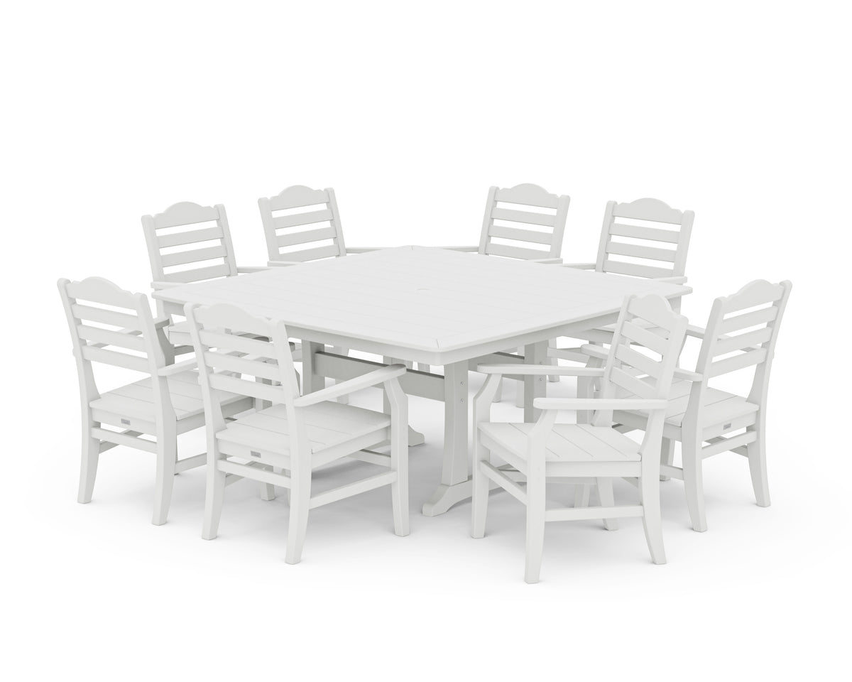 POLYWOOD Savannah 9-Piece Square Dining Set with Trestle Legs in Vintage White