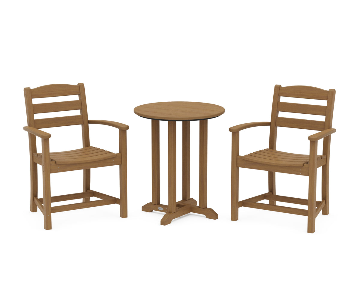 POLYWOOD La Casa Café 3-Piece Round Bistro Dining Set in Natural