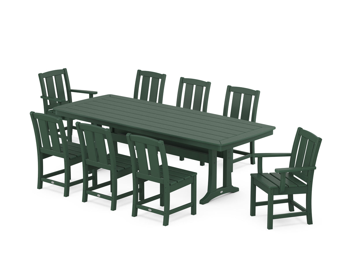 POLYWOOD Mission 9-Piece Dining Set with Trestle Legs in Green