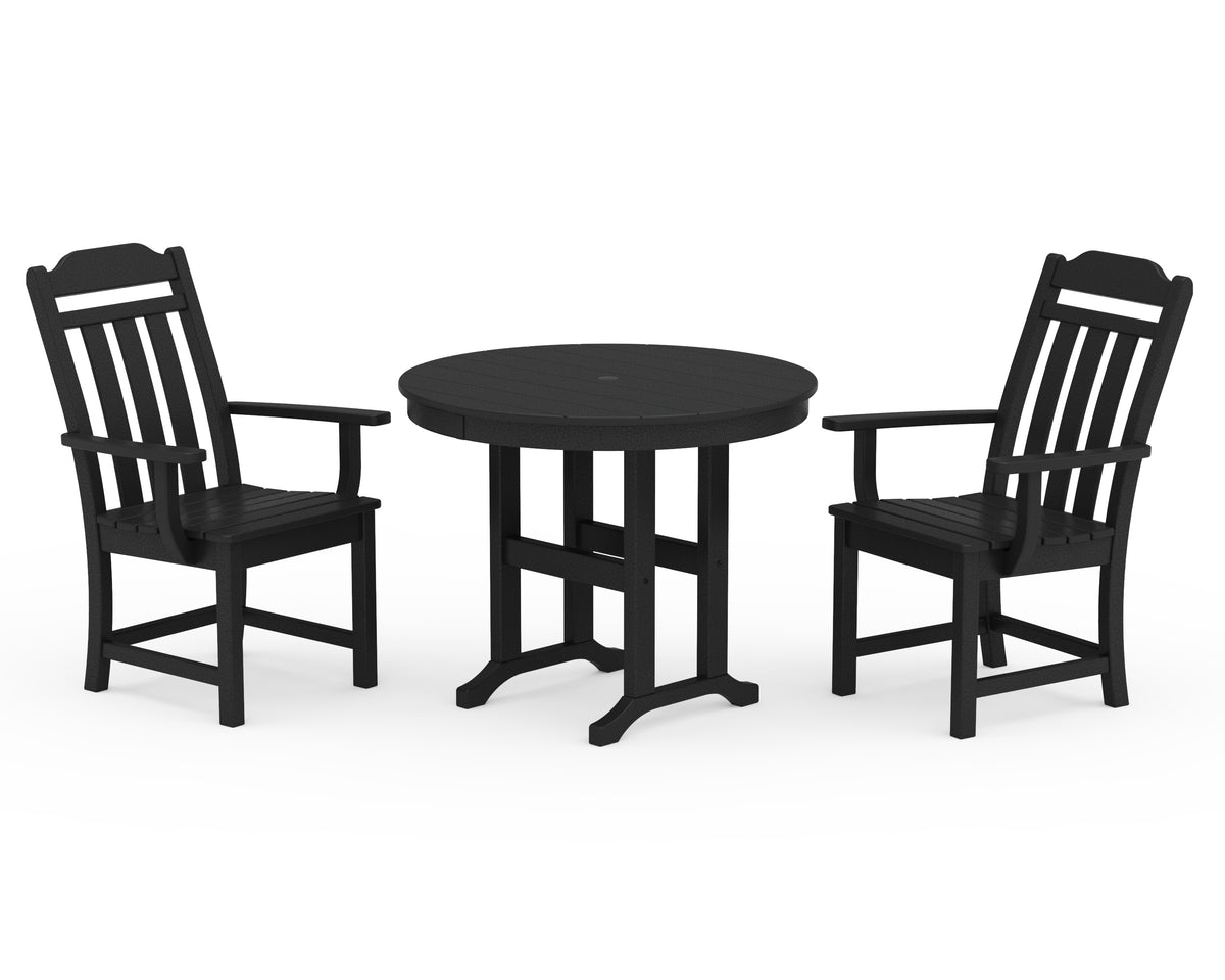 POLYWOOD Cottage 3-Piece Farmhouse Dining Set in Black
