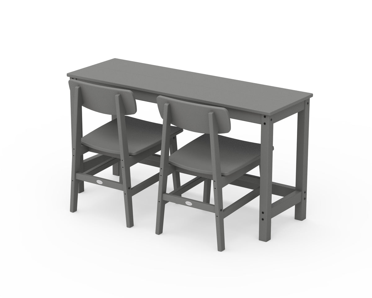 POLYWOOD Modern Studio Urban Chair 3-Piece Balcony Set in Slate Grey
