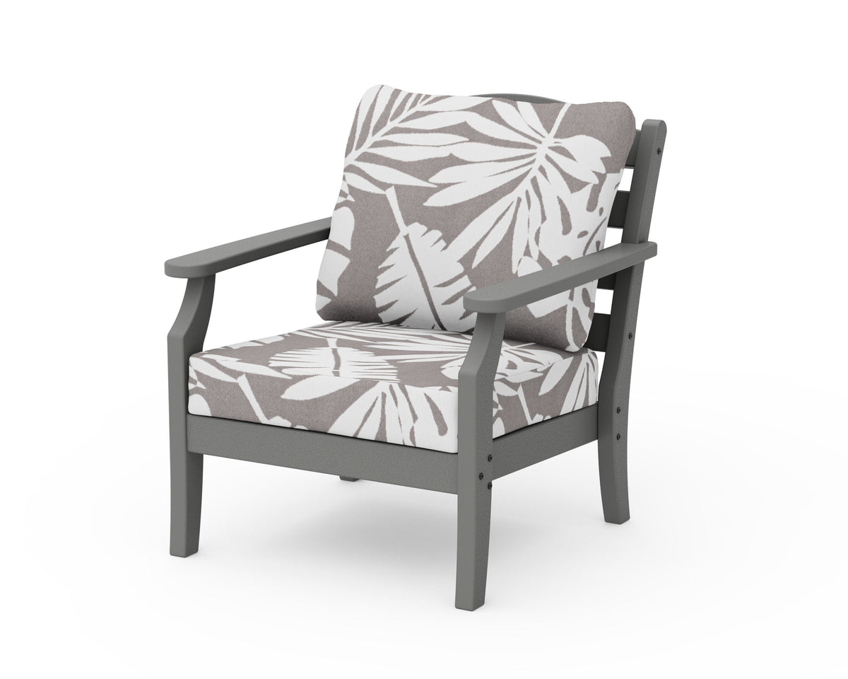 POLYWOOD Savannah Deep Seating Chair in Slate Grey / Leaf Grey Mist