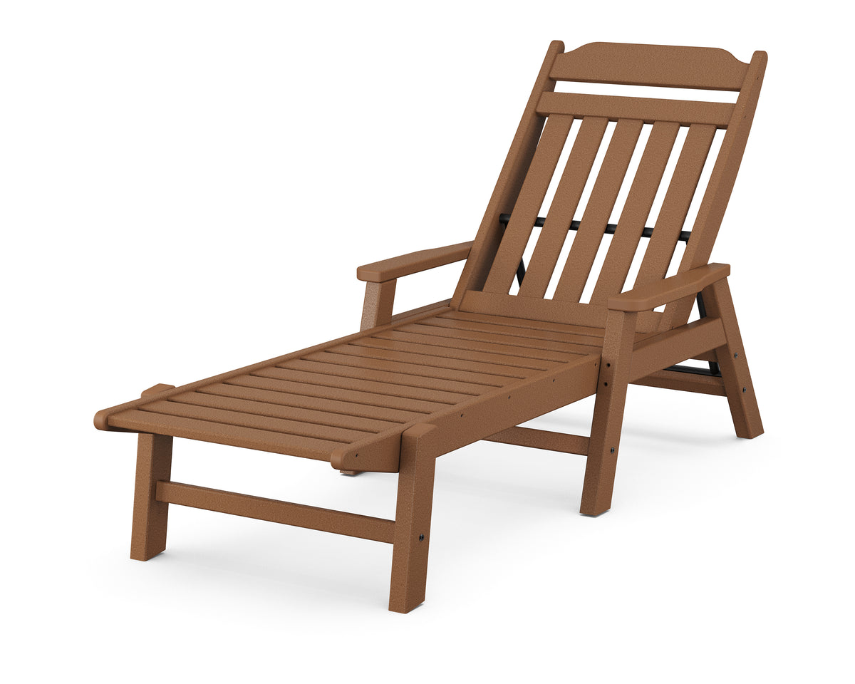 POLYWOOD Cottage Chaise with Arms in Teak