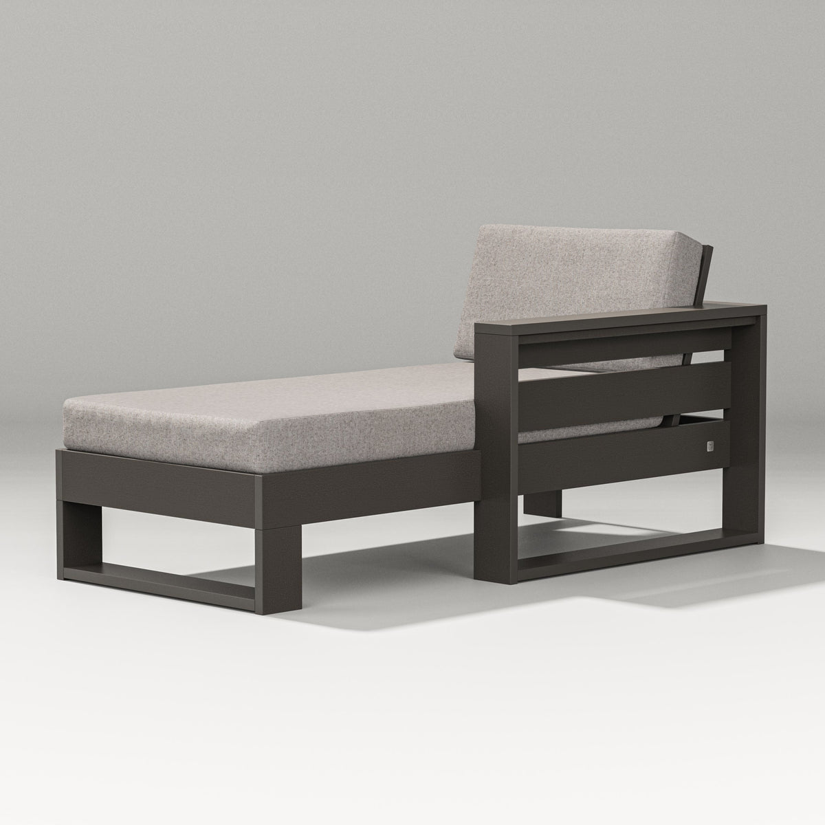 POLYWOOD Latitude Modular Right Arm Chaise in Vintage Coffee / Weathered Tweed