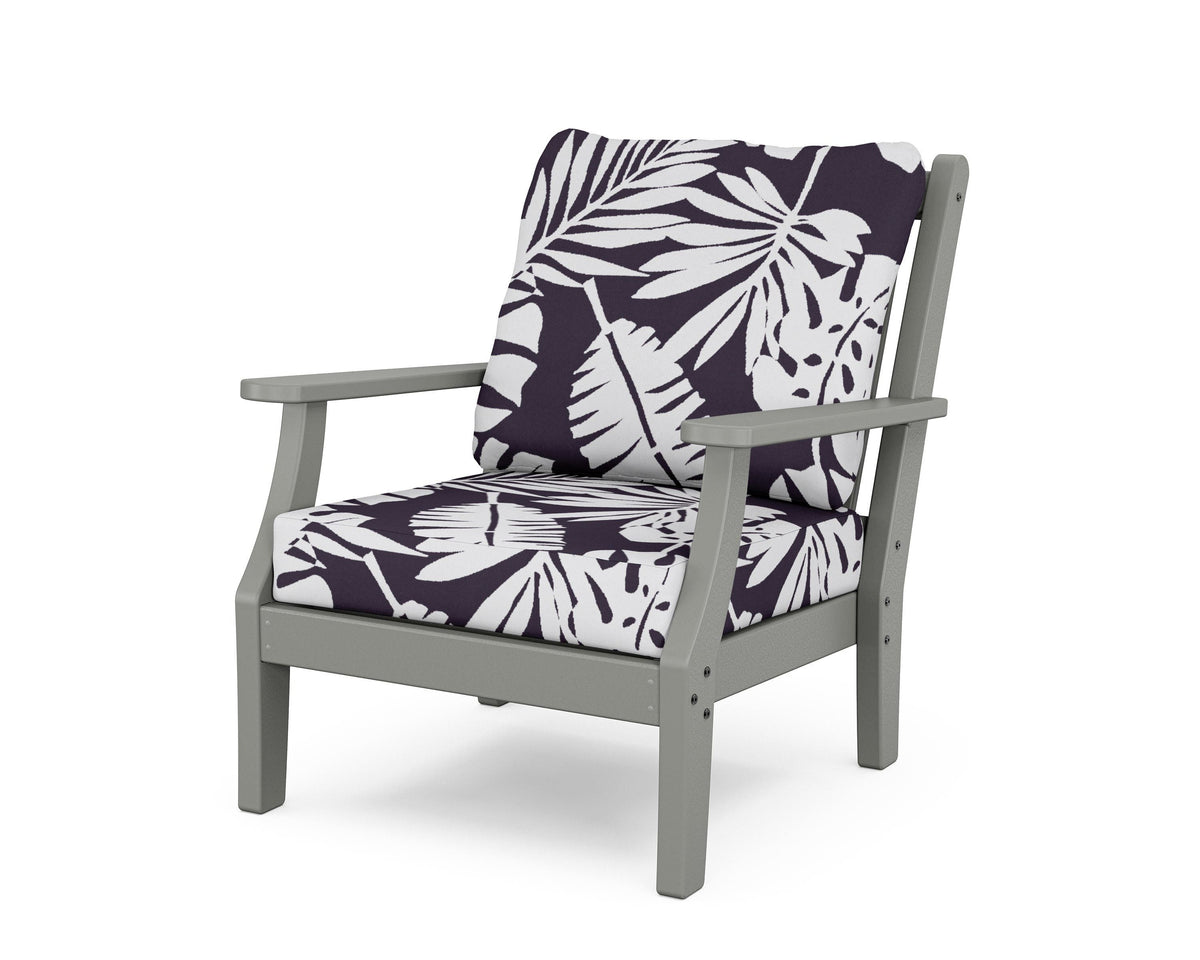 POLYWOOD Wovendale Deep Seating Chair in Slate Grey / Leaf Navy