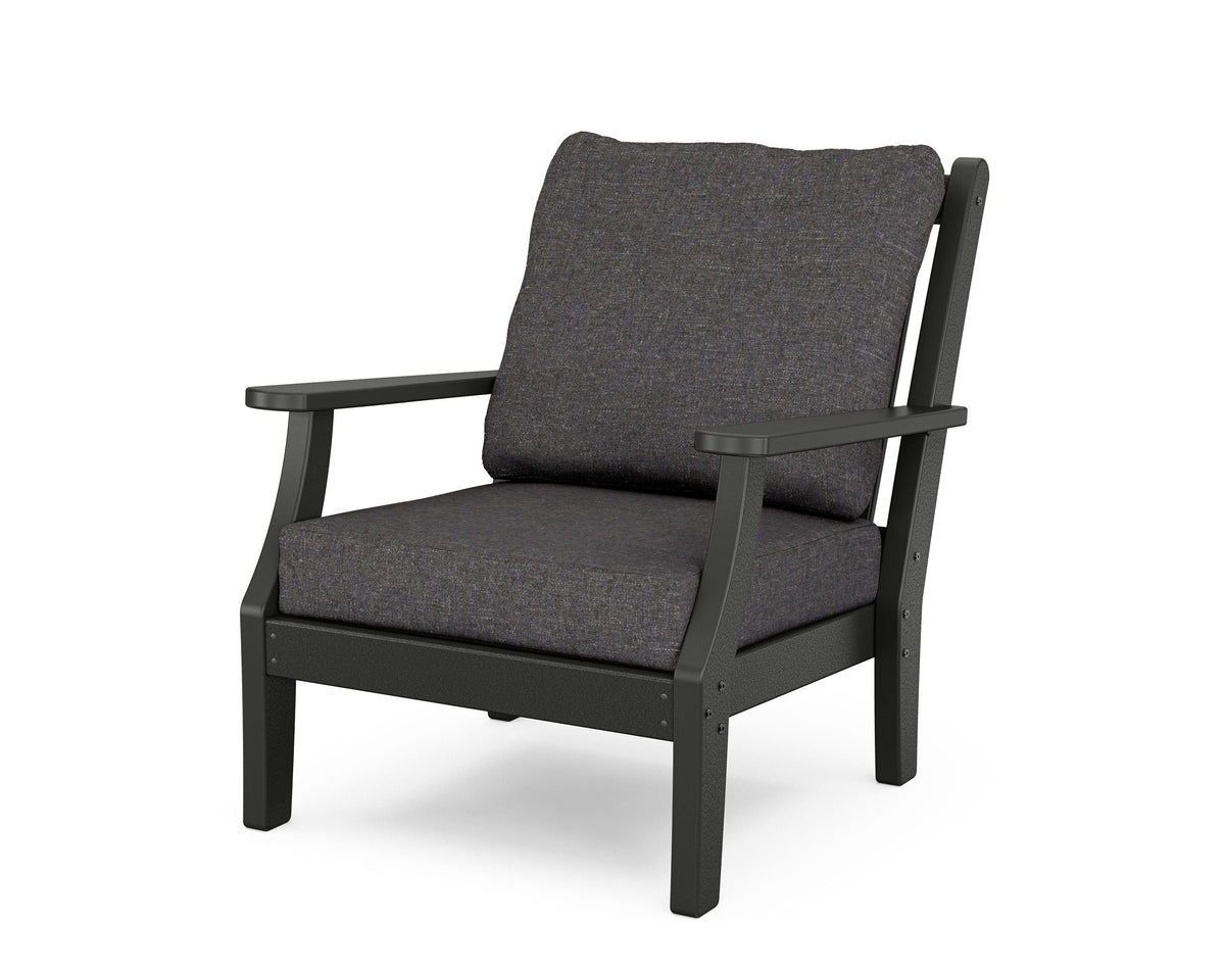 POLYWOOD Wovendale Deep Seating Chair in Black / Ash Charcoal