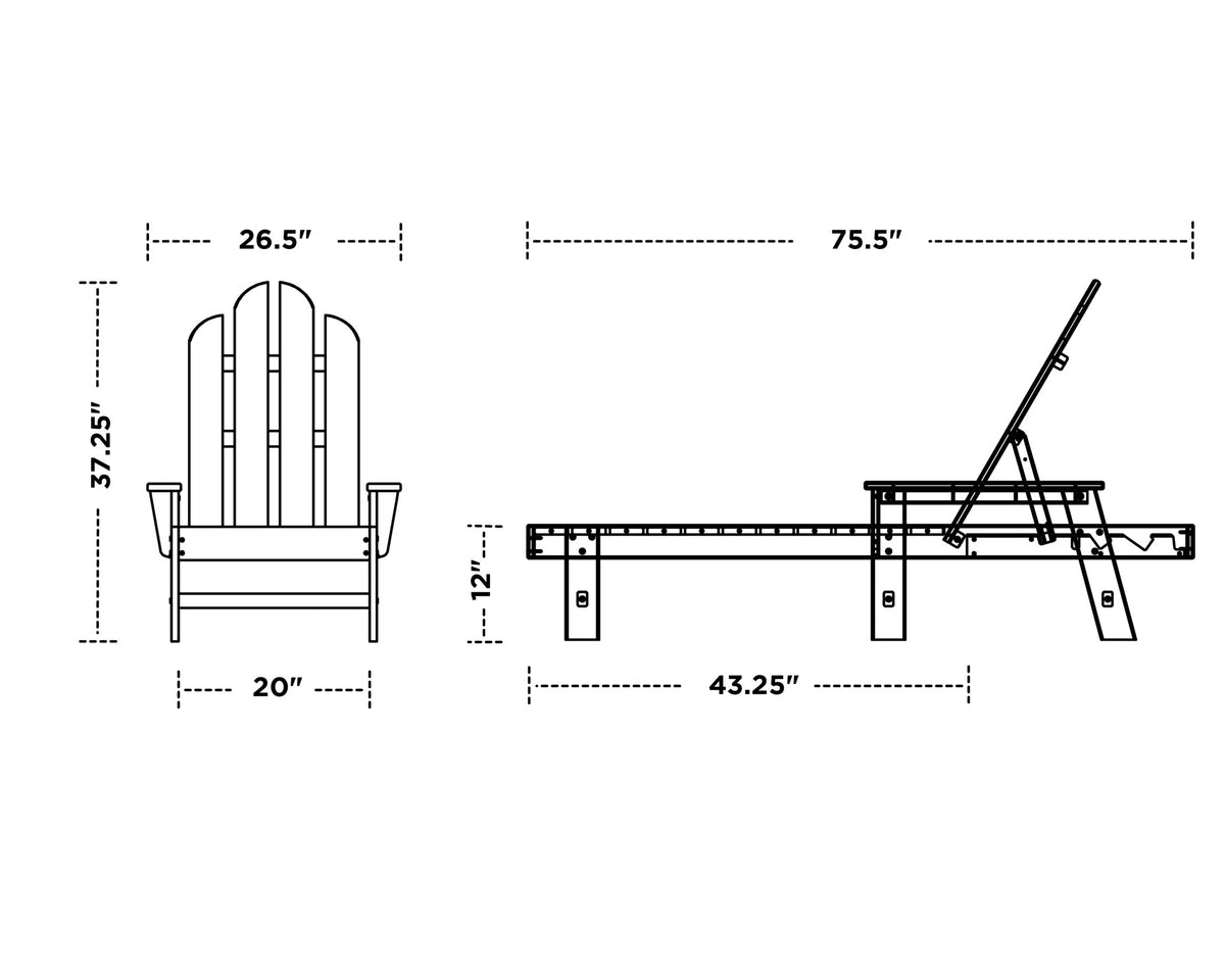 POLYWOOD Long Island Chaise dimensions