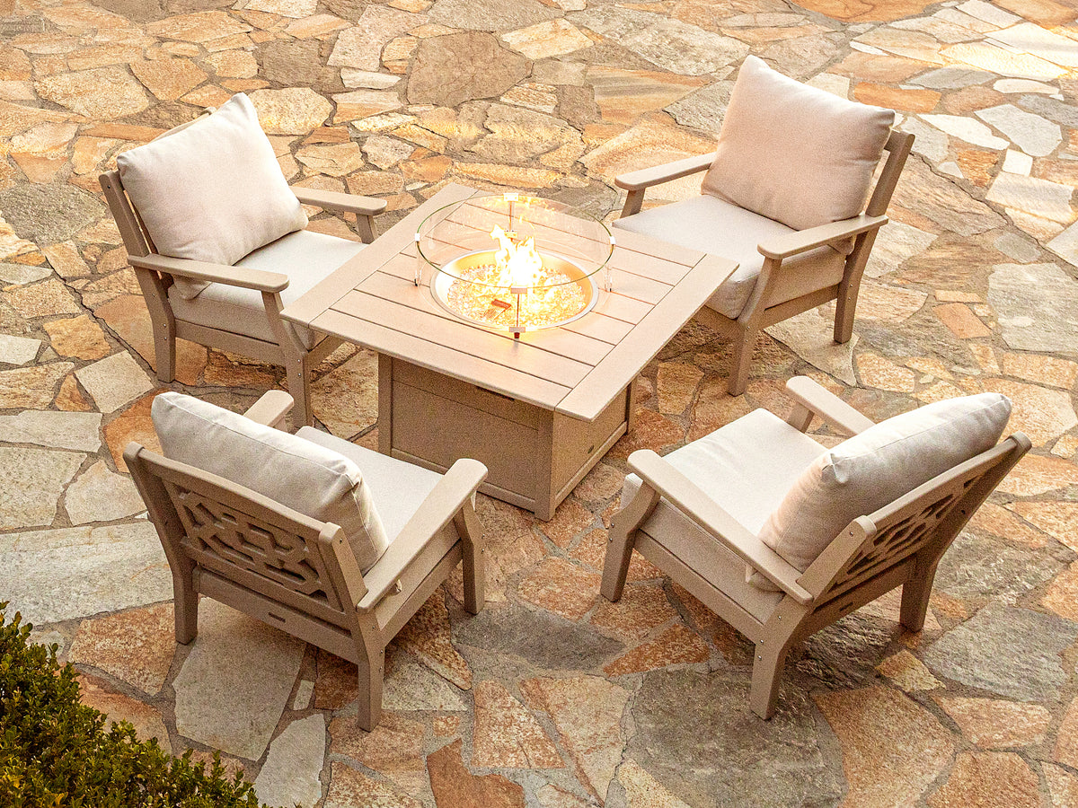 POLYWOOD Square 42" Fire Pit Table in an outdoor setting