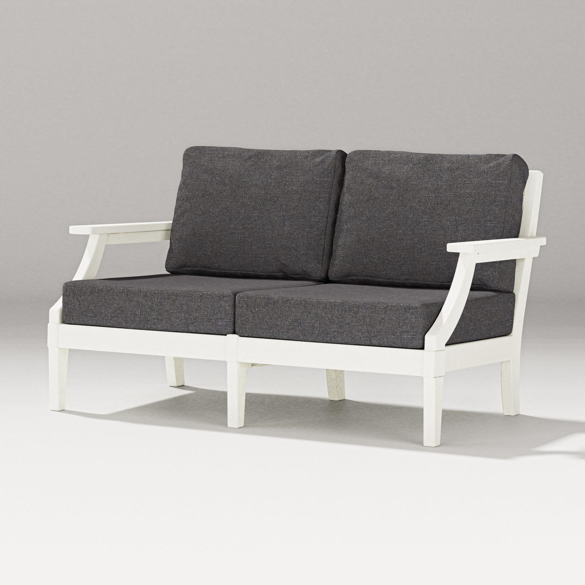 POLYWOOD Estate Loveseat in Vintage White / Ash Charcoal