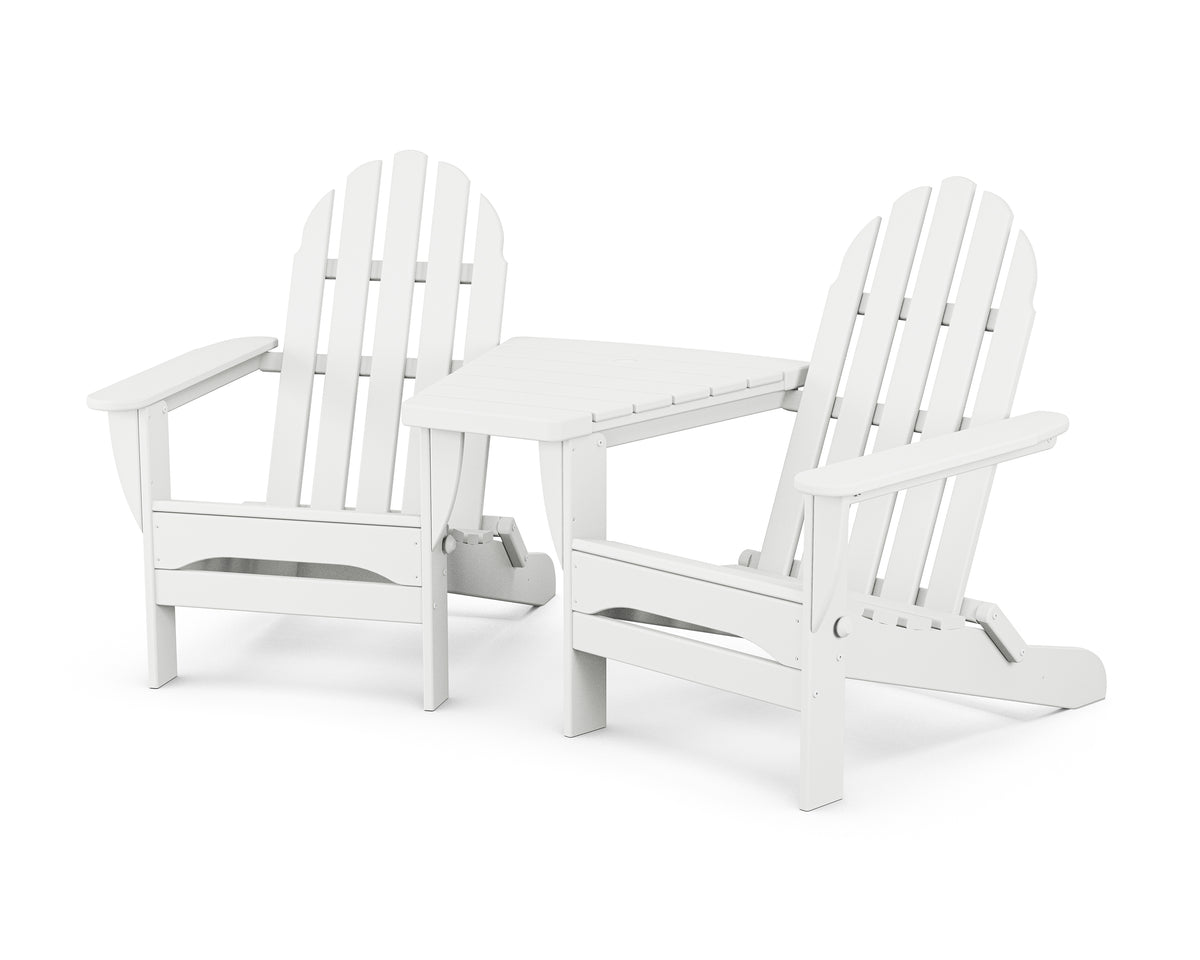POLYWOOD Classic 3-Piece Folding Adirondack Set With Connecting Table in White