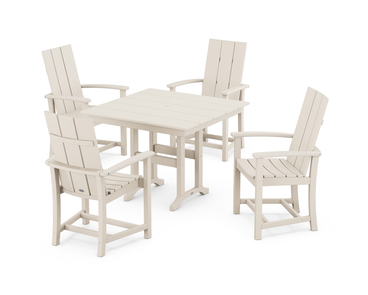 POLYWOOD Modern Adirondack 5-Piece Farmhouse Dining Set - 37" Table in Sand