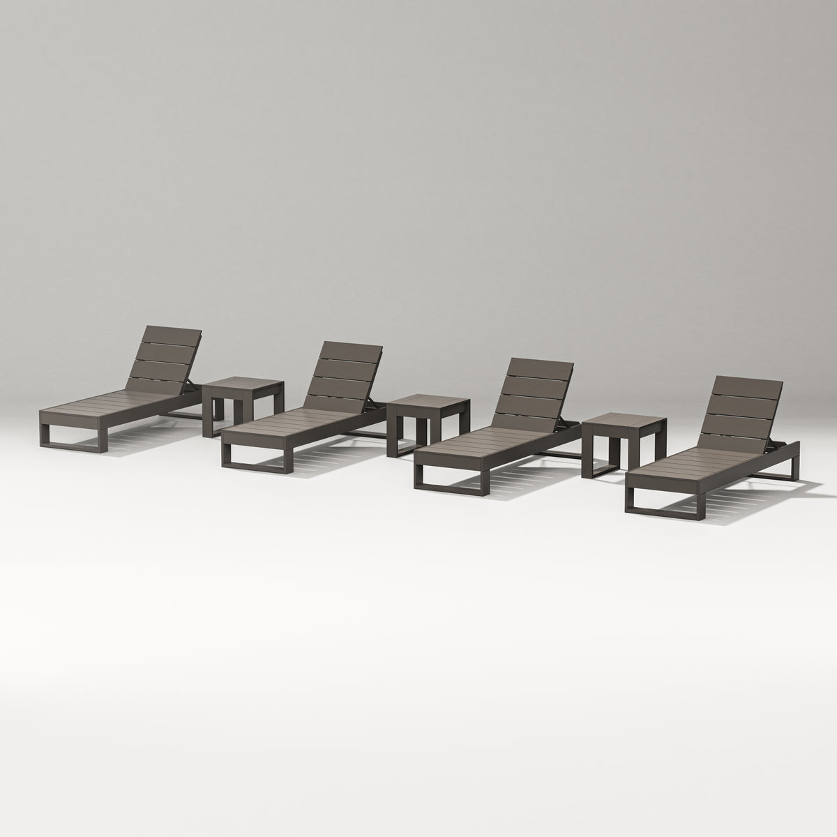 POLYWOOD PW Designer Series Latitude 7-Piece Lounge Chaise Set in Vintage Coffee