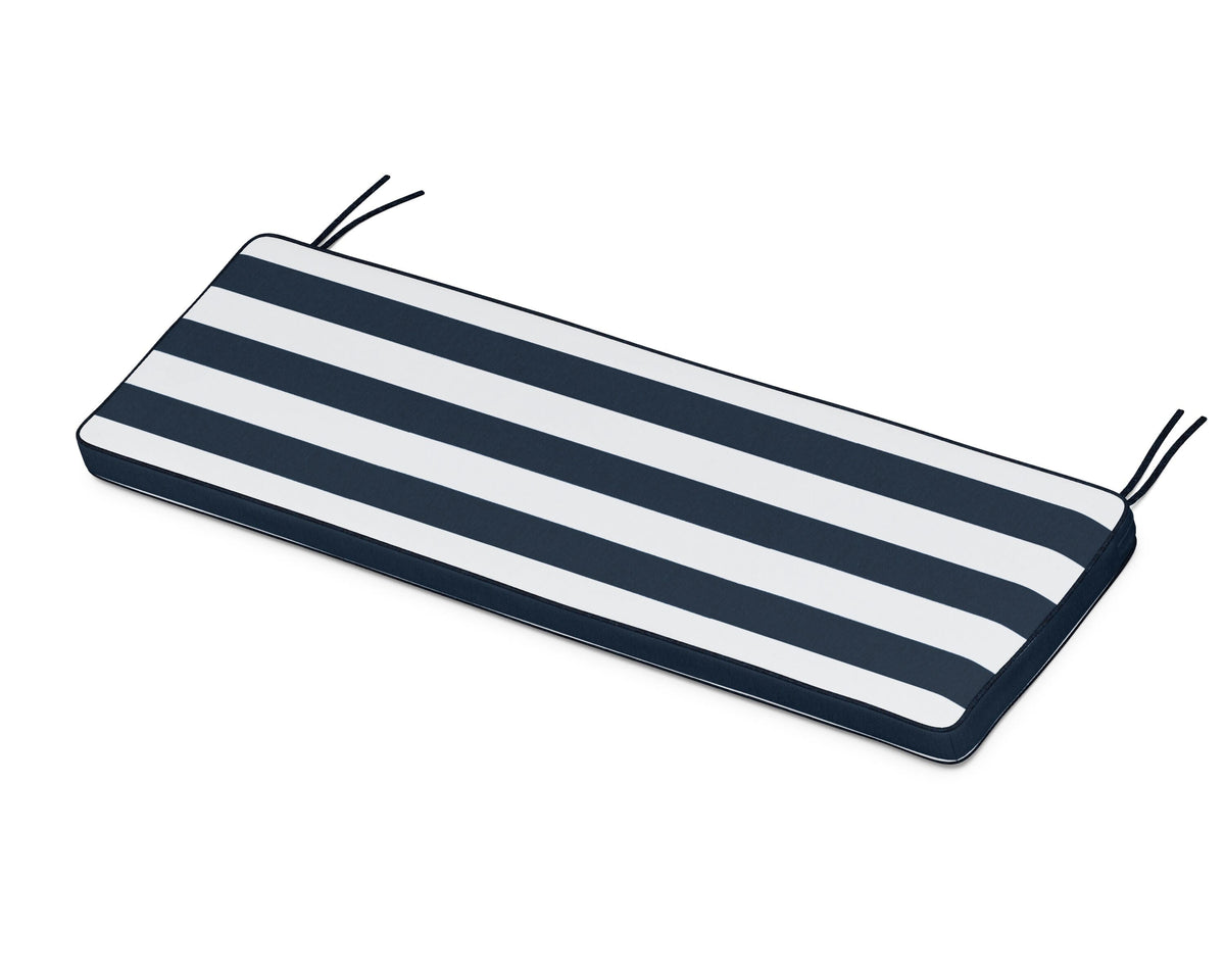 POLYWOOD Chinoiserie 60" Bench Seat Cushion in Cabana Stripe Marine Indigo