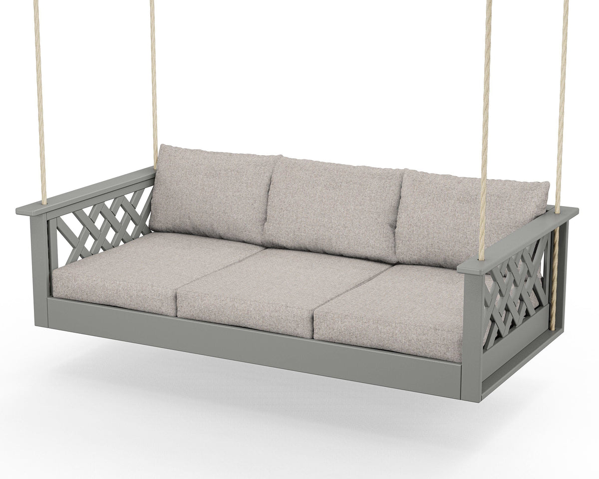 POLYWOOD Wovendale Daybed Swing in Slate Grey / Weathered Tweed