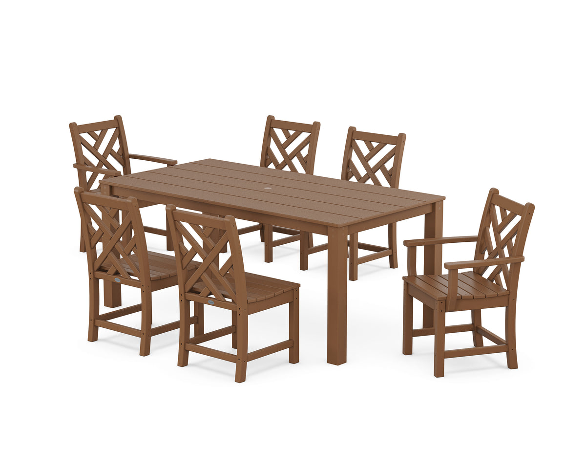 POLYWOOD Chippendale 7-Piece Parsons Dining Set in Teak