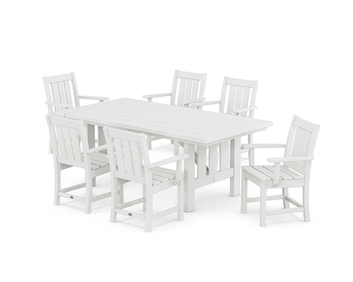 POLYWOOD Oxford Arm Chair 7-Piece Mission Dining Set in White