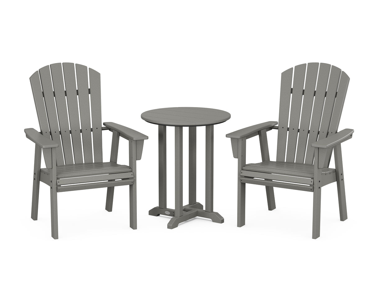 POLYWOOD Nautical Adirondack 3-Piece Round Bistro Dining Set in Slate Grey