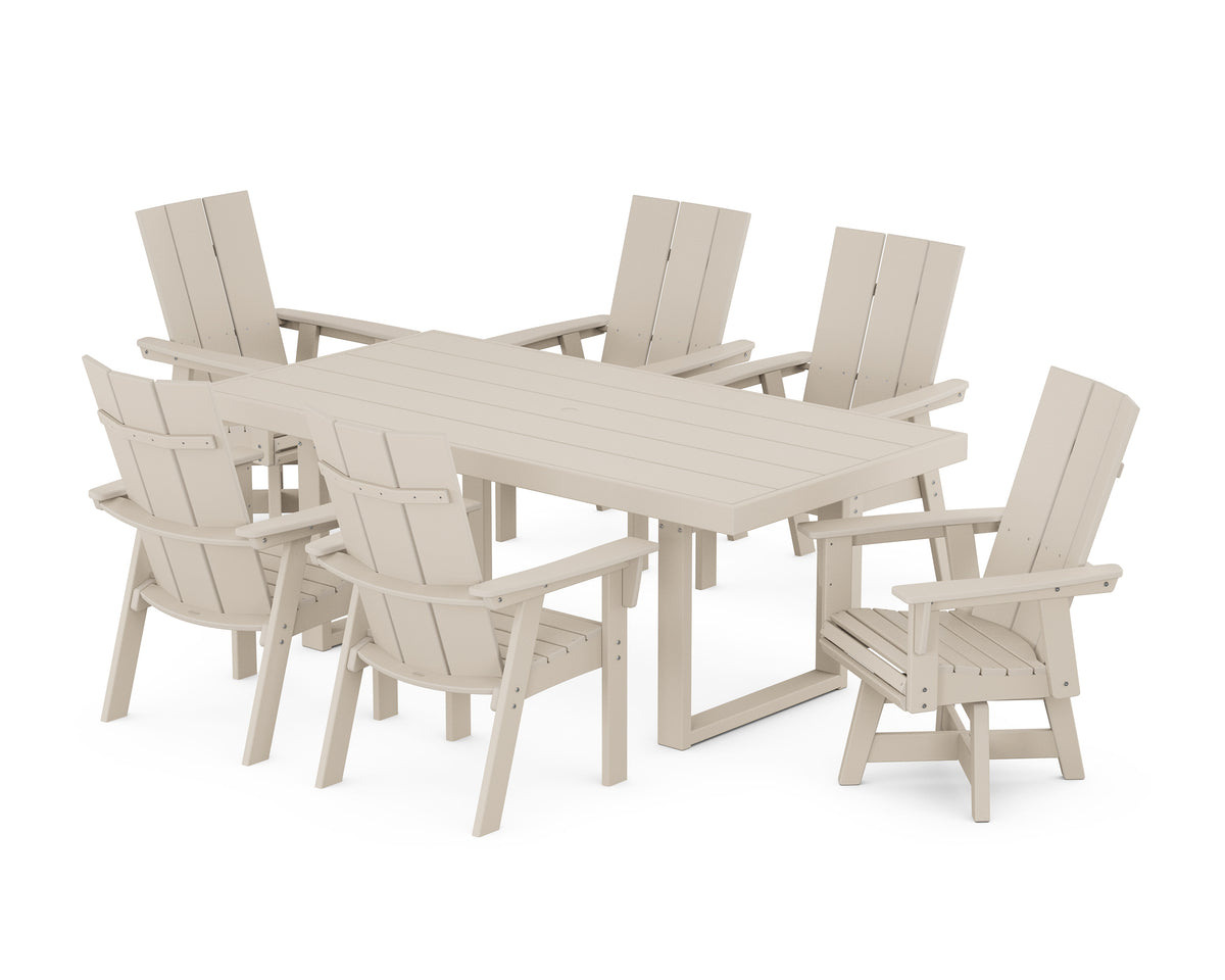 POLYWOOD Modern Adirondack 7-Piece Dining Set in Sand