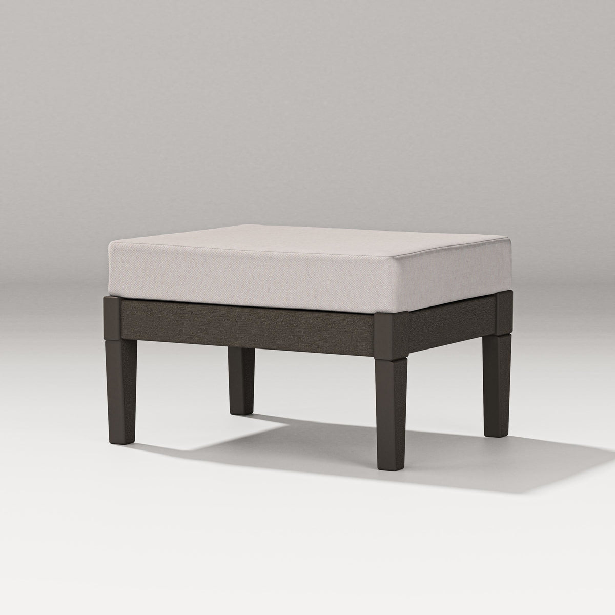 POLYWOOD Estate Lounge Ottoman in Vintage Coffee / Dune Burlap