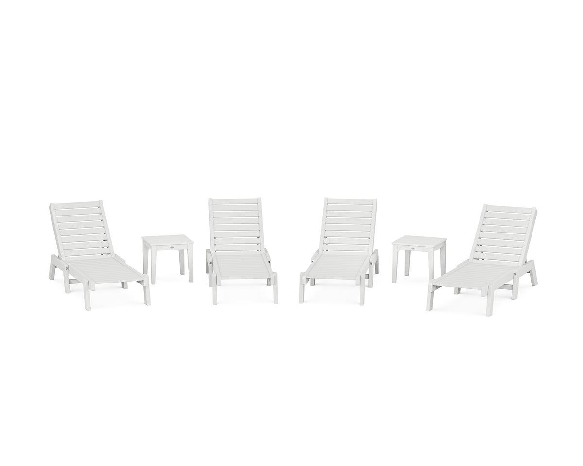 POLYWOOD Captain Chaise 6-Piece Set in White