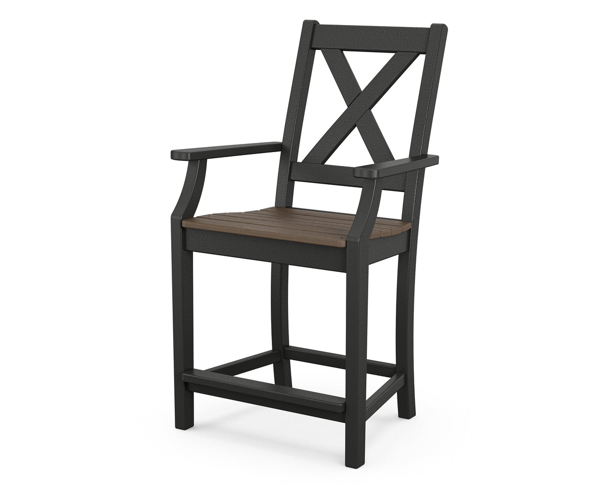 POLYWOOD Braxton Counter Arm Chair in Black / Kona