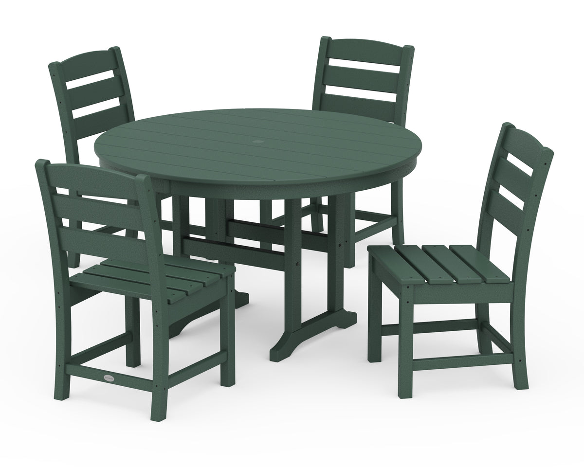 POLYWOOD Lakeside 5-Piece Farmhouse Side Chair Dining Set in Green