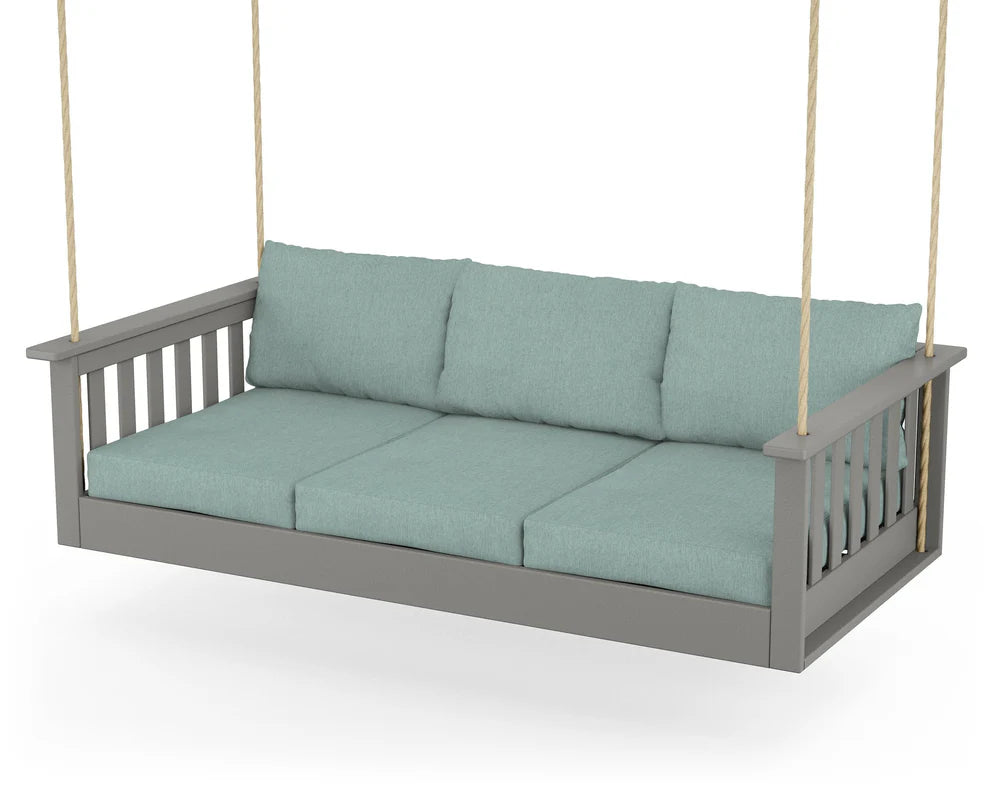 POLYWOOD Vineyard Daybed Swing in Slate Grey / Glacier Spa