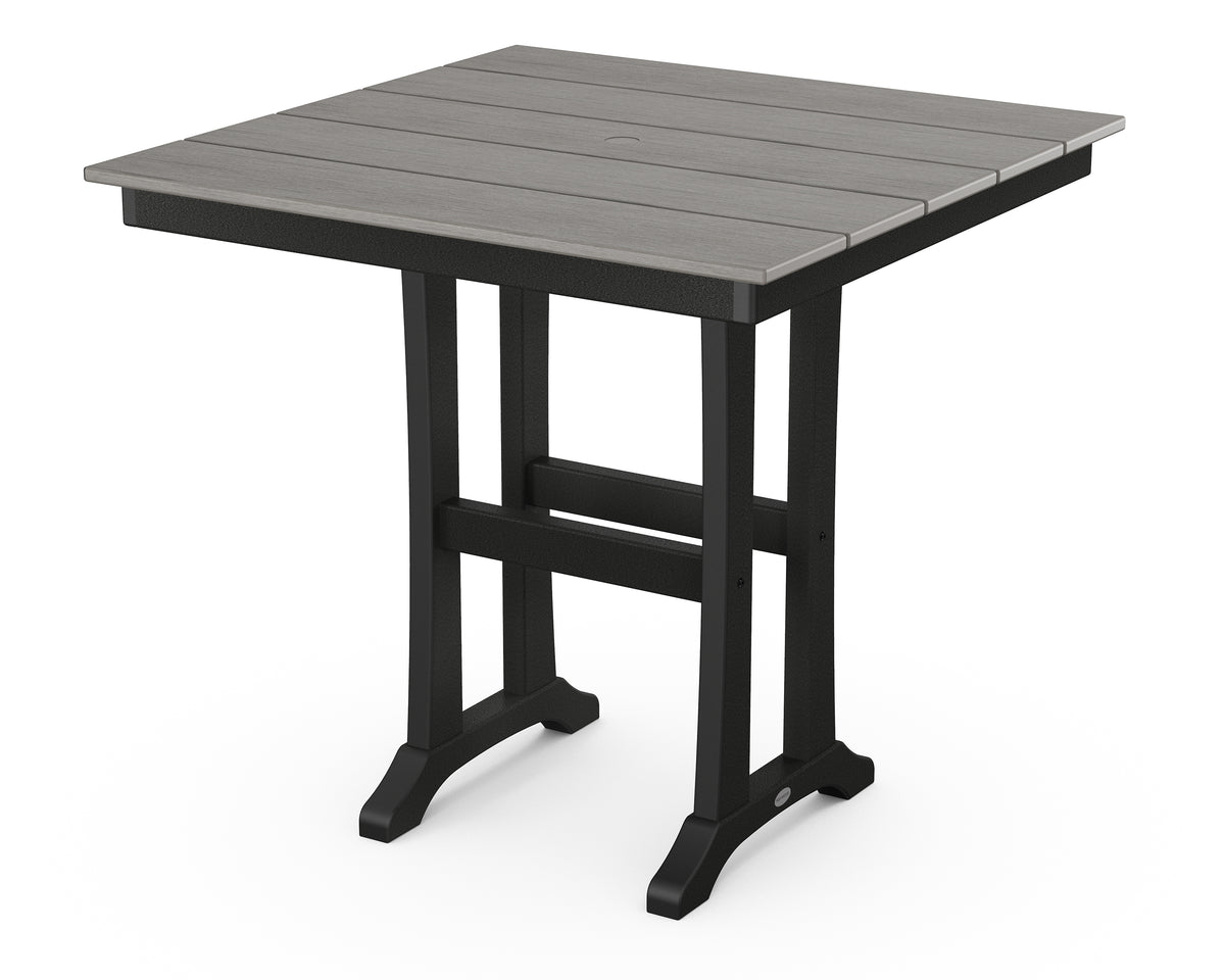 POLYWOOD Farmhouse Trestle 37" Counter Table in Black / Driftwood