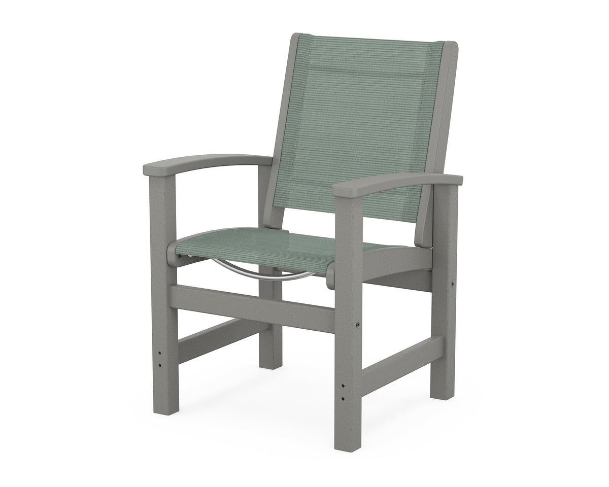 POLYWOOD Coastal Dining Chair in Slate Grey / Dupioni Sea Mist