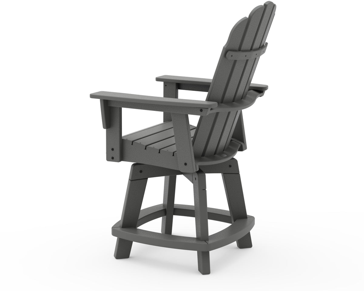 POLYWOOD Vineyard Curveback Adirondack Swivel Counter Chair angle view