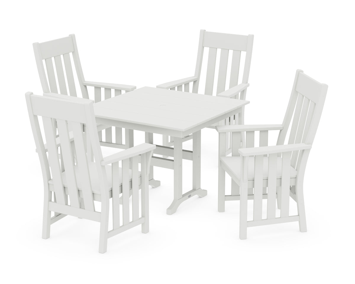 POLYWOOD Acadia 5-Piece Farmhouse Dining Set in Vintage White