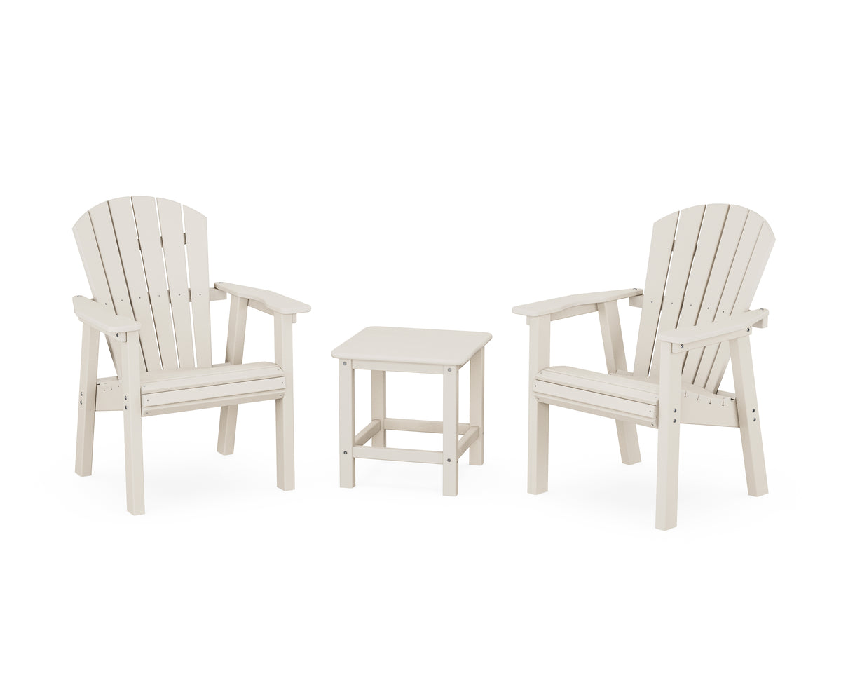 POLYWOOD Seashell 3-Piece Upright Adirondack Chair Set in Sand