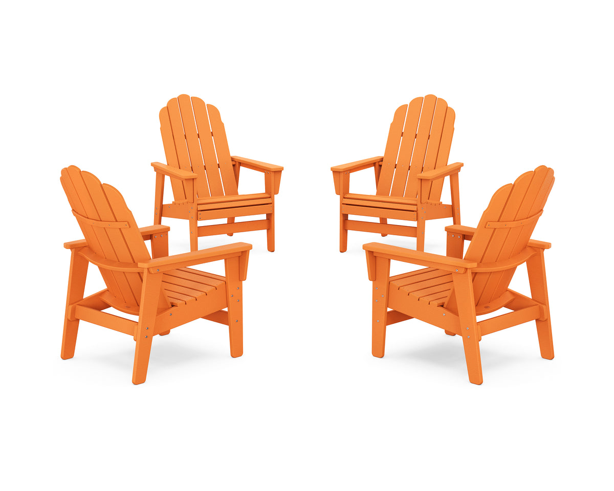 POLYWOOD 4-Piece Vineyard Grand Upright Adirondack Chair Conversation Set in Tangerine