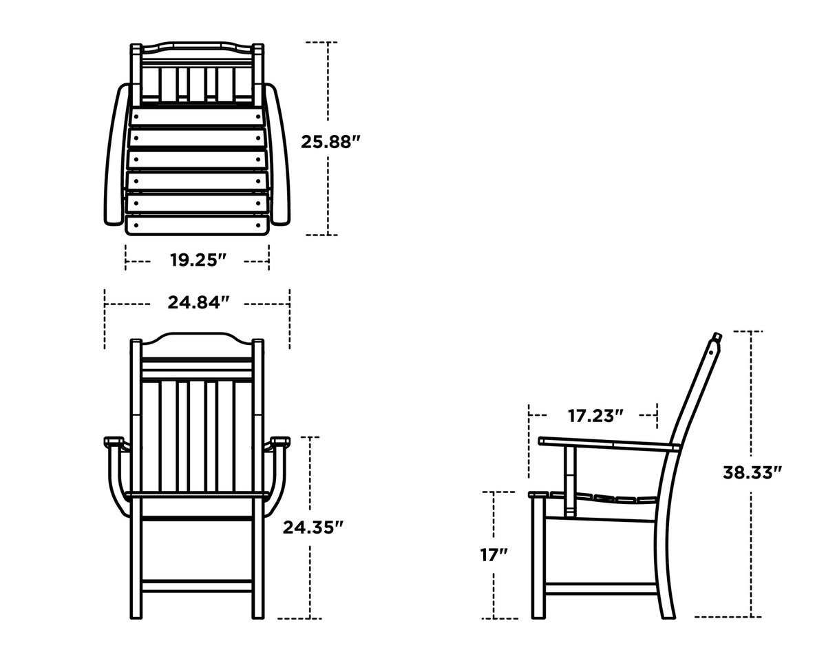POLYWOOD Cottage Dining Arm Chair dimensions