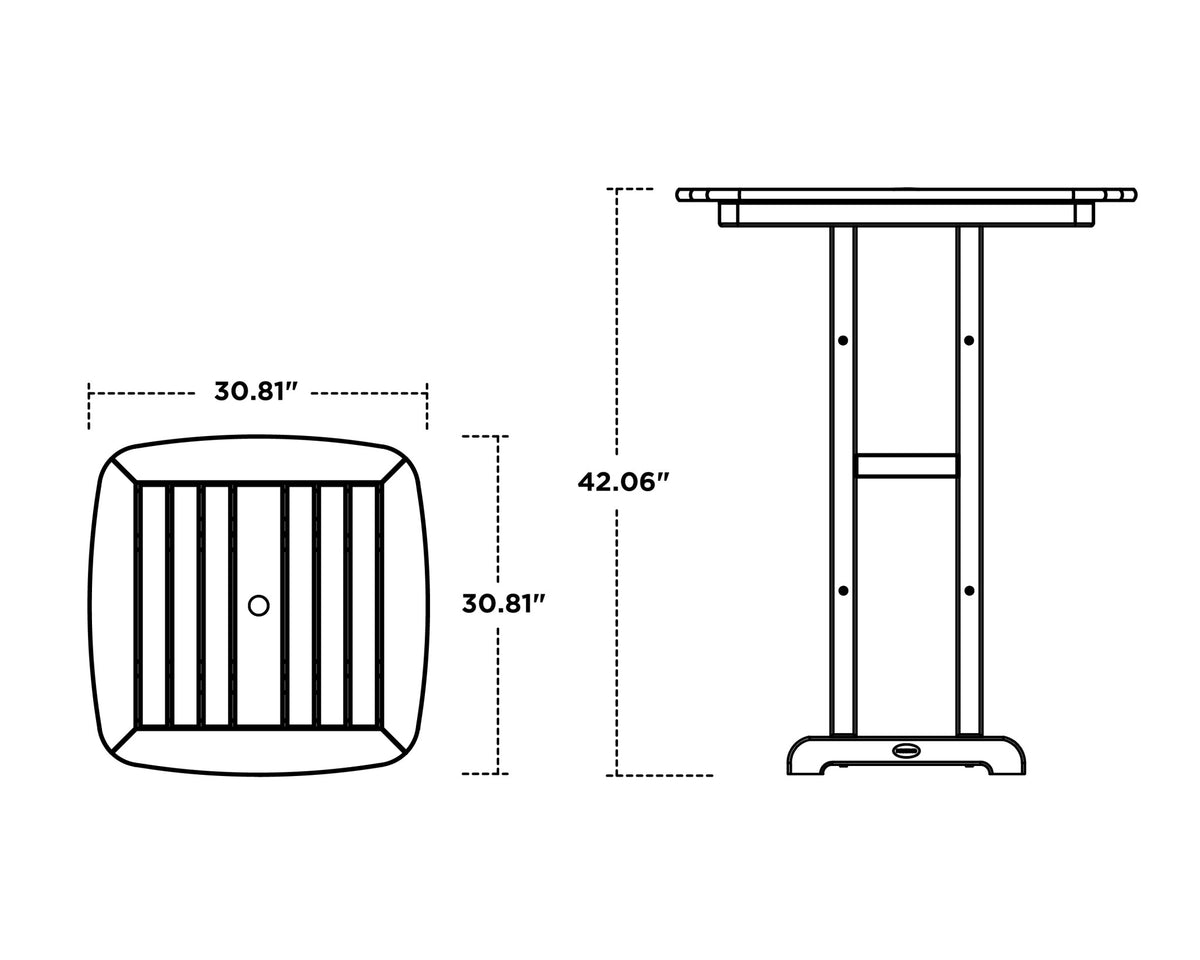 POLYWOOD Nautical 31" Bar Table dimensions