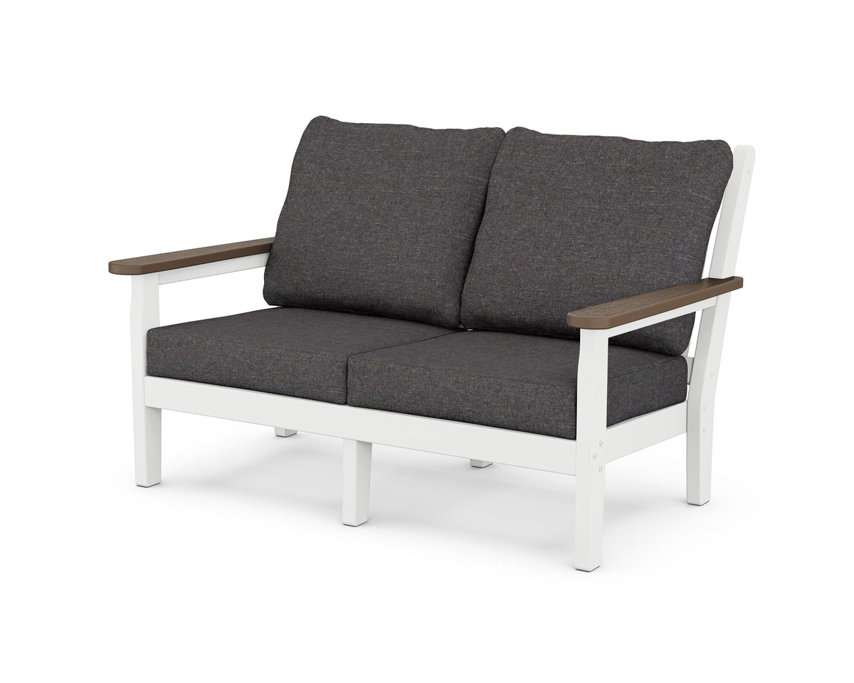 POLYWOOD Chippendale Deep Seating Loveseat in White / Kona / Ash Charcoal
