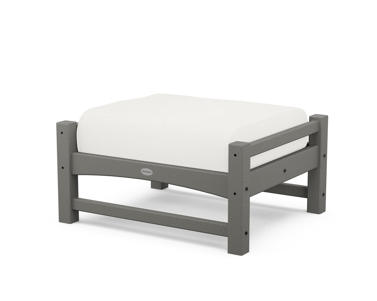 POLYWOOD Club Ottoman in Slate Grey / Natural Linen