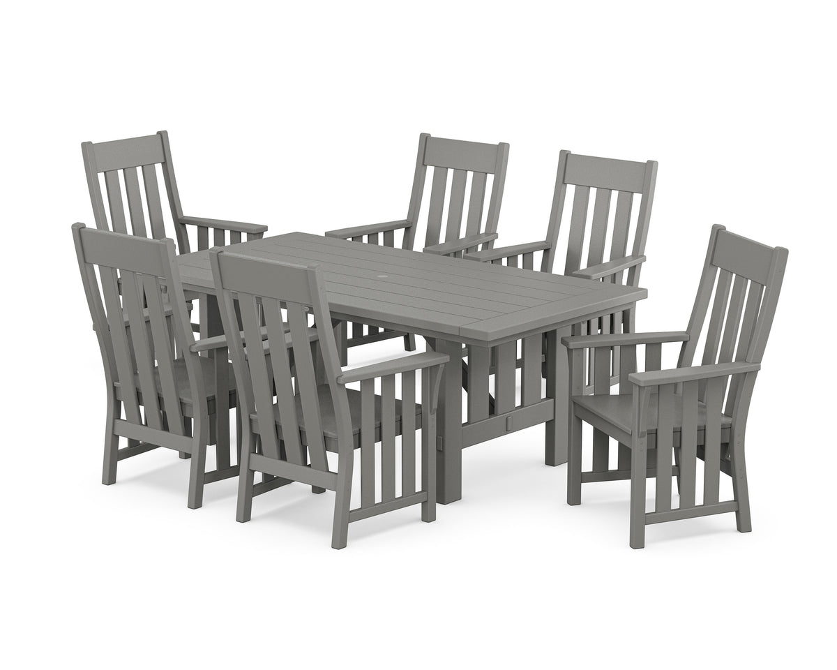 POLYWOOD Acadia Arm Chair 7-Piece Dining Set in Slate Grey
