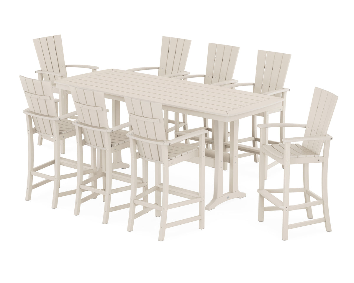 POLYWOOD Quattro Adirondack 9-Piece Bar Set with Trestle Legs in Sand