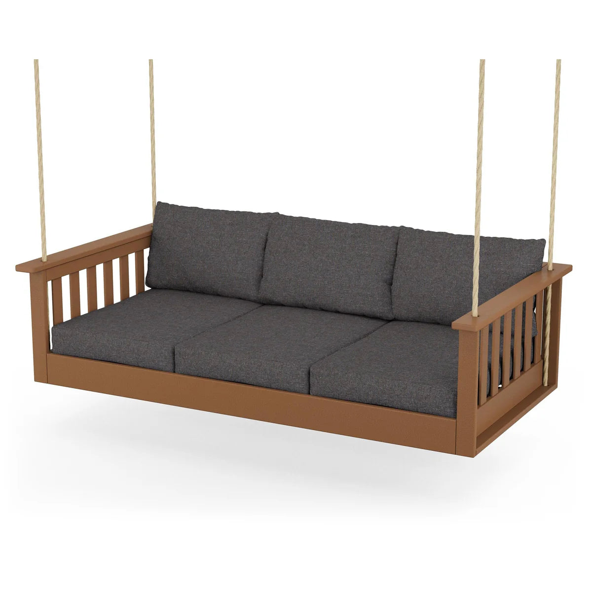 POLYWOOD Vineyard Daybed Swing in Teak / Ash Charcoal