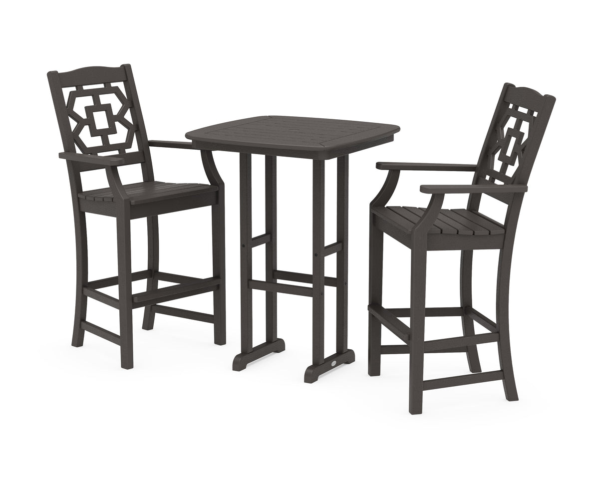 POLYWOOD Chinoiserie 3-Piece Bar Set in Vintage Coffee