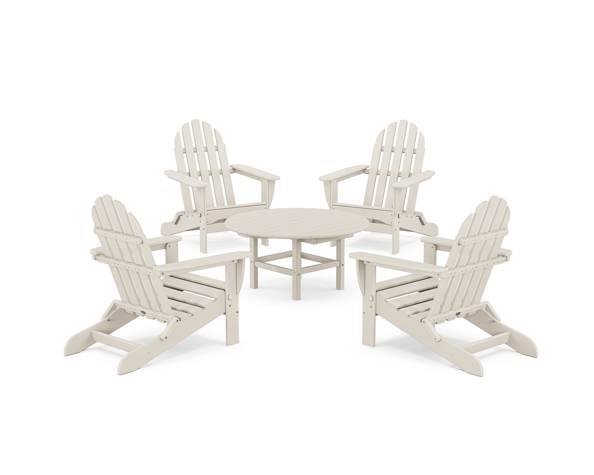 POLYWOOD Classic Folding Adirondack 5-Piece Conversation Group in Sand