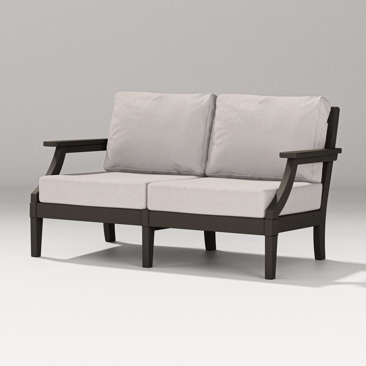 POLYWOOD Estate Loveseat in Vintage Coffee / Dune Burlap