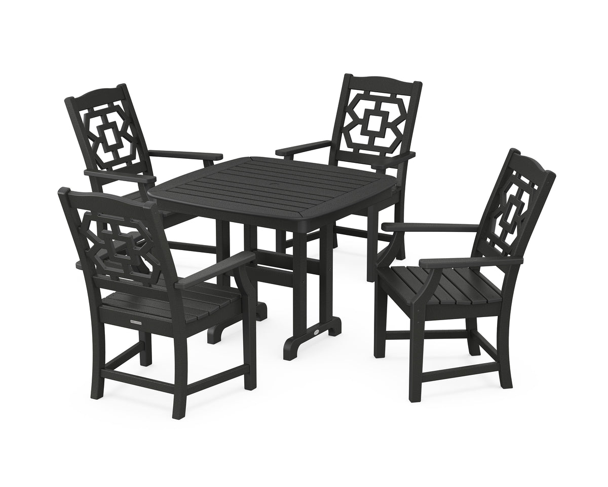 POLYWOOD Chinoiserie 5-Piece Dining Set in Black