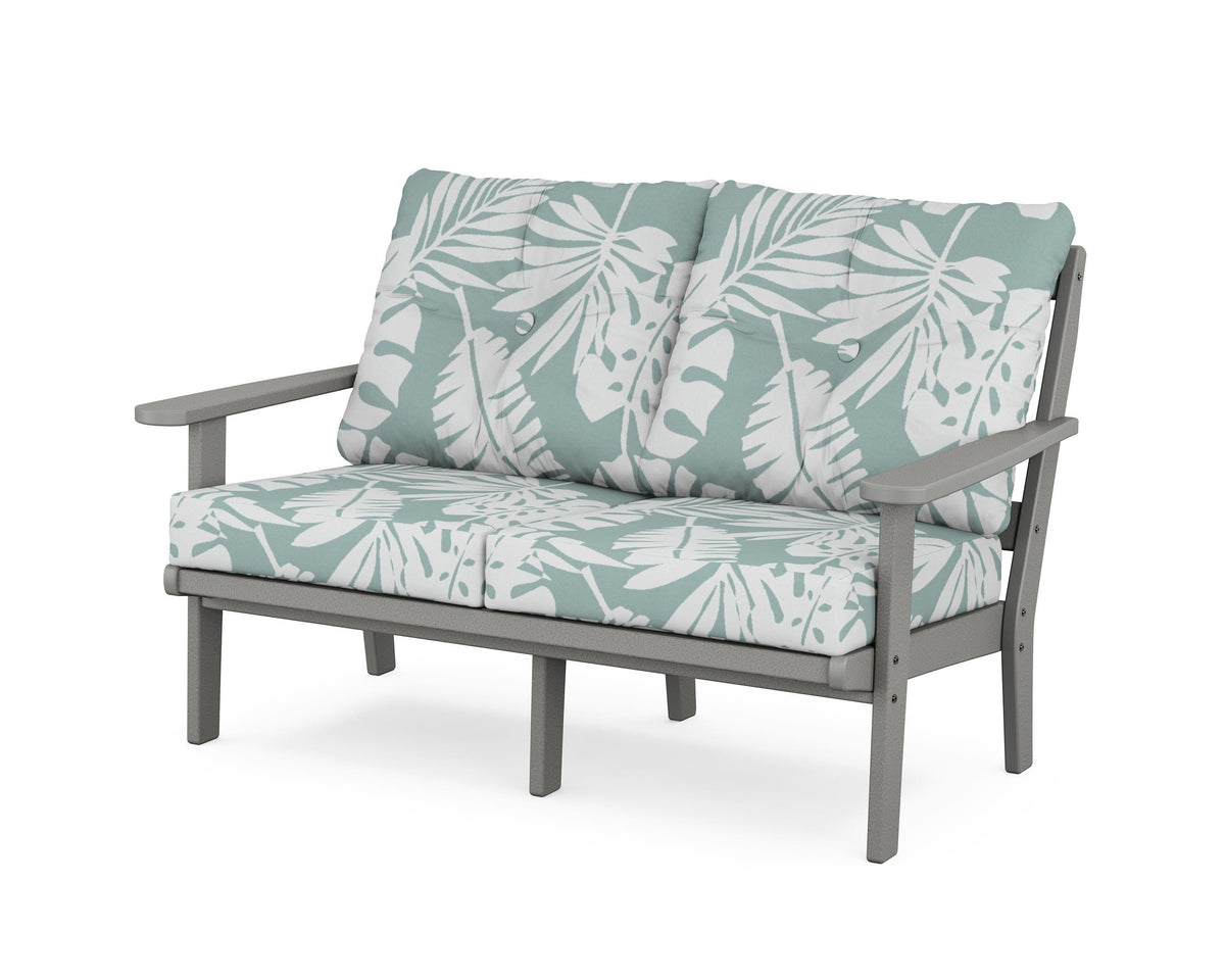 POLYWOOD Mission Deep Seating Loveseat in Slate Grey / Leaf Glacier Spa