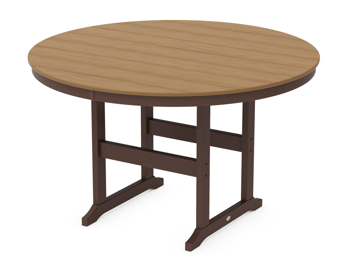POLYWOOD 60" Round Farmhouse Counter Table in Mahogany / Natural