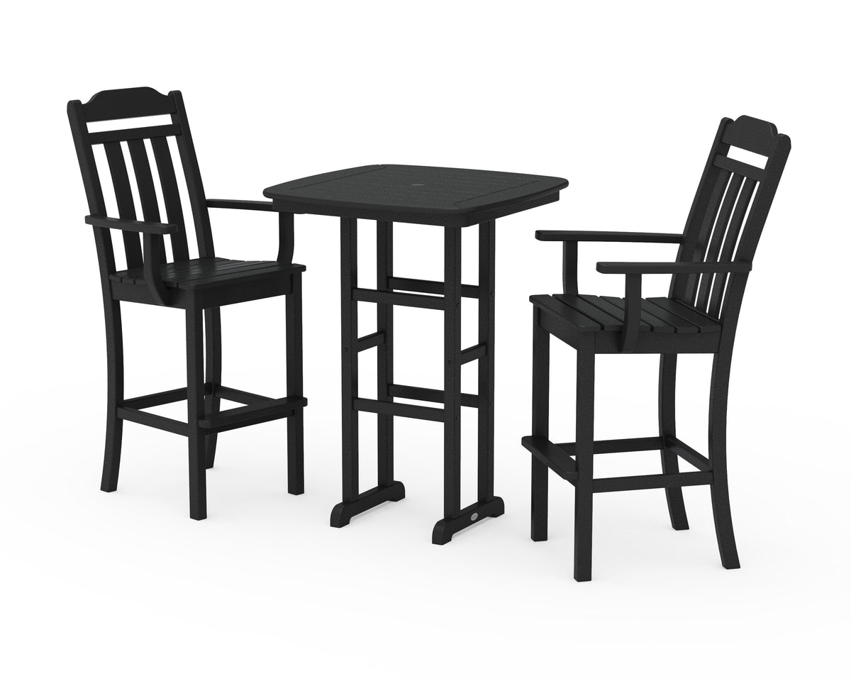 POLYWOOD Cottage 3-Piece Bar Set in Black